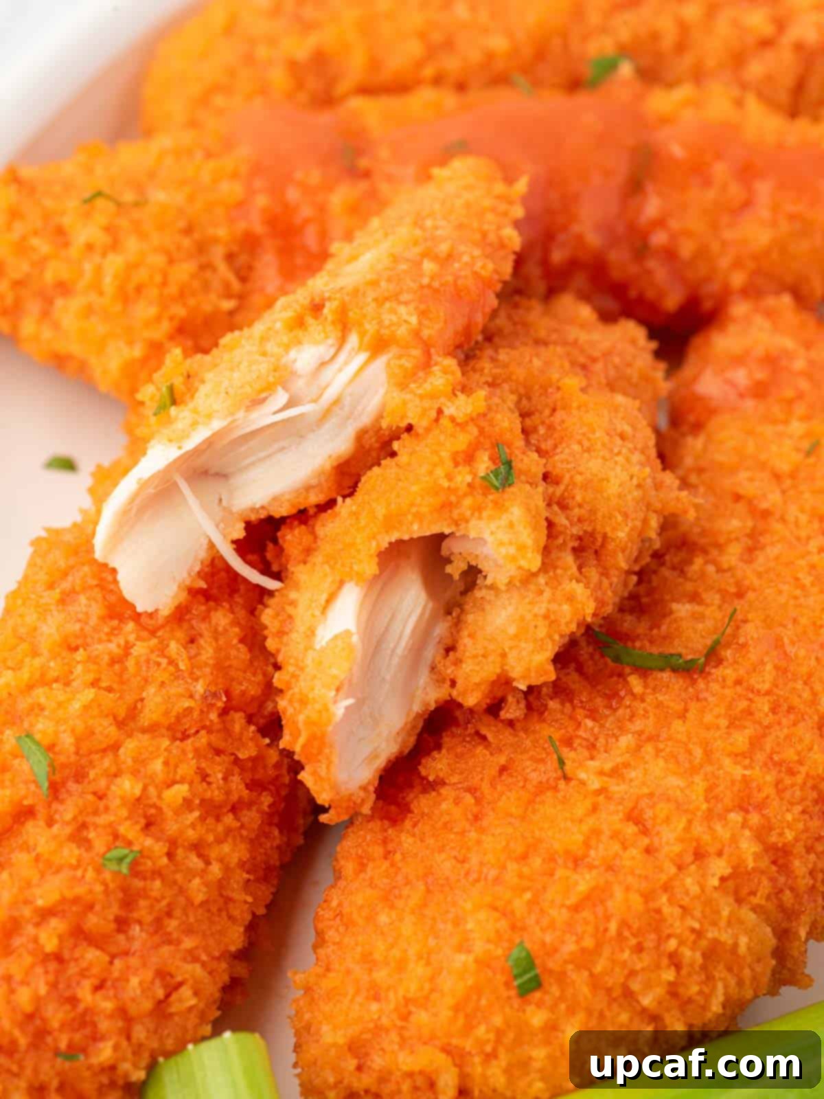 A juicy piece of buffalo chicken.