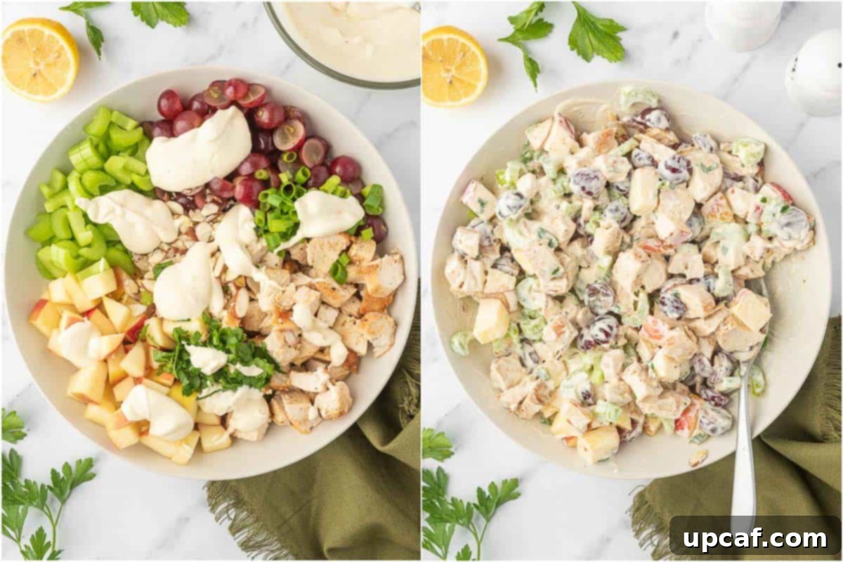 Our Family's Best Chicken Salad 5 How to mix the dressing with chopped chicken.