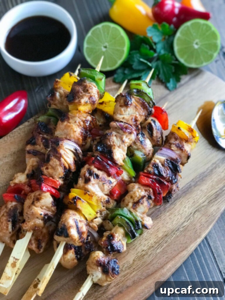 Sweet & Savory Grilled Teriyaki Chicken 2 Delicious Grilled Teriyaki Chicken Skewers ready to be enjoyed