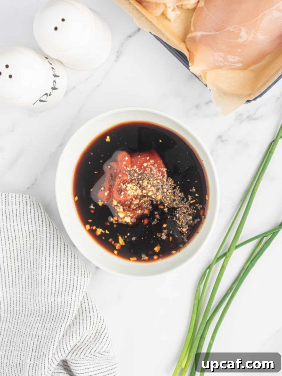 How to make sesame chicken sauce in a bowl.