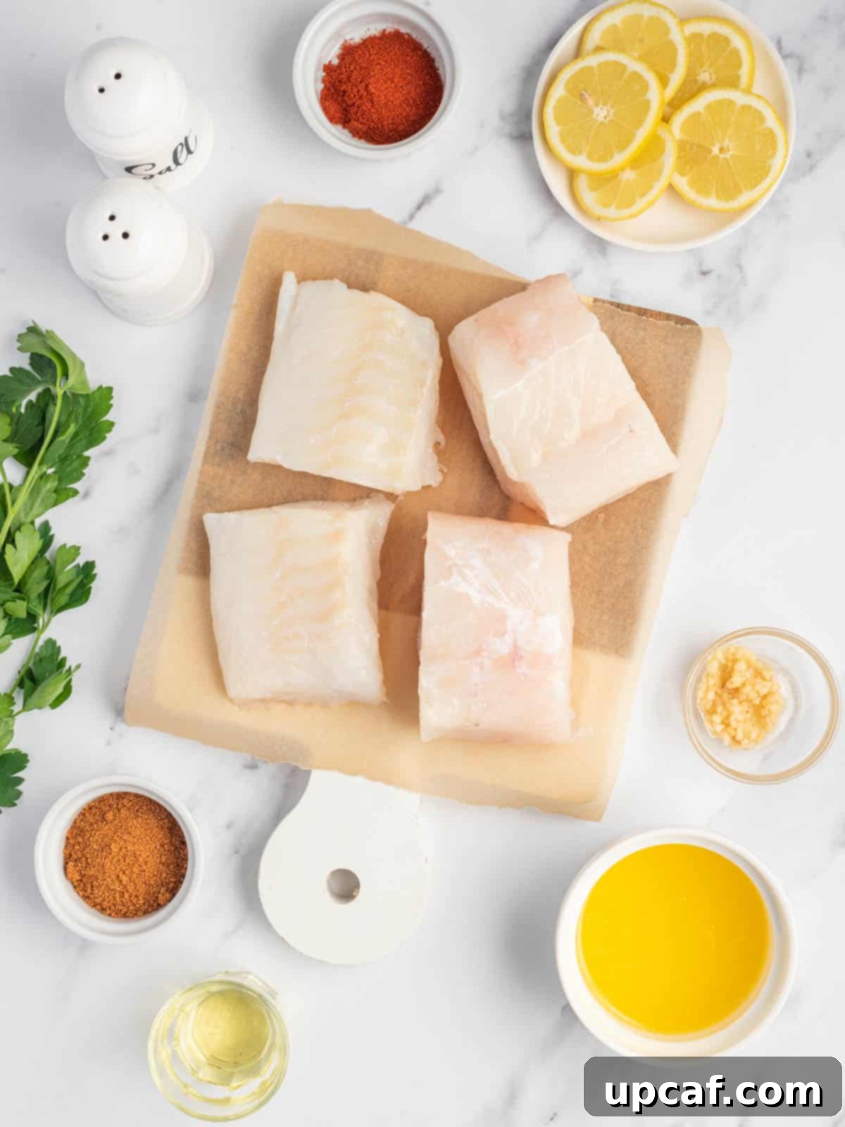 Cajun Garlic Butter Baked Cod 3 Ingredients needed for baked cajun garlic butter cod.