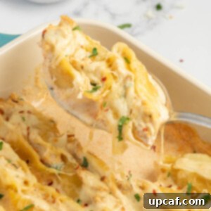 A spoonful of cajun alfredo pasta.