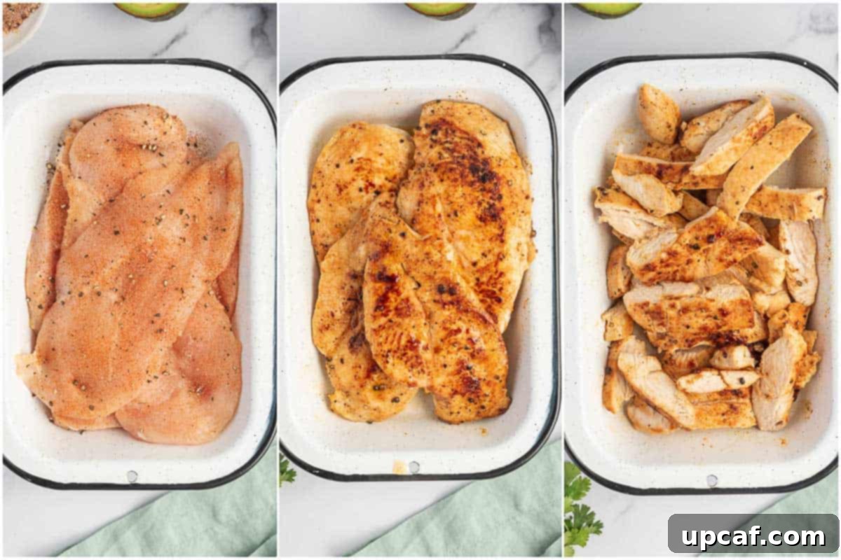 Creamy Avocado Chicken Wrap 4 Step by step how to season and grill chicken for easy sandwiches.