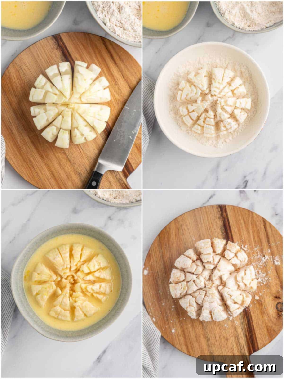 How to dredge a blooming onion.