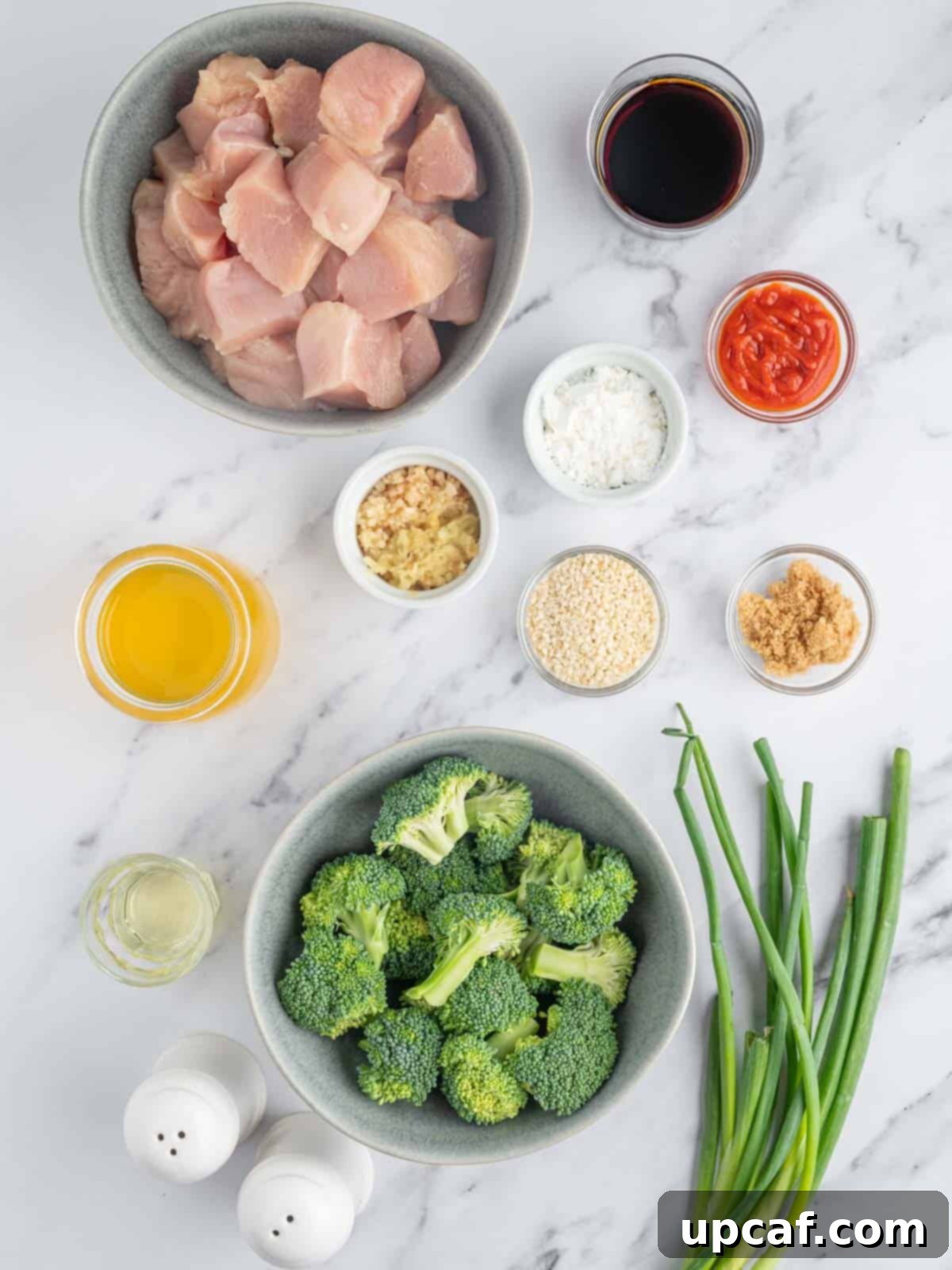 Ingredients needed for instant pot chicken and broccoli.
