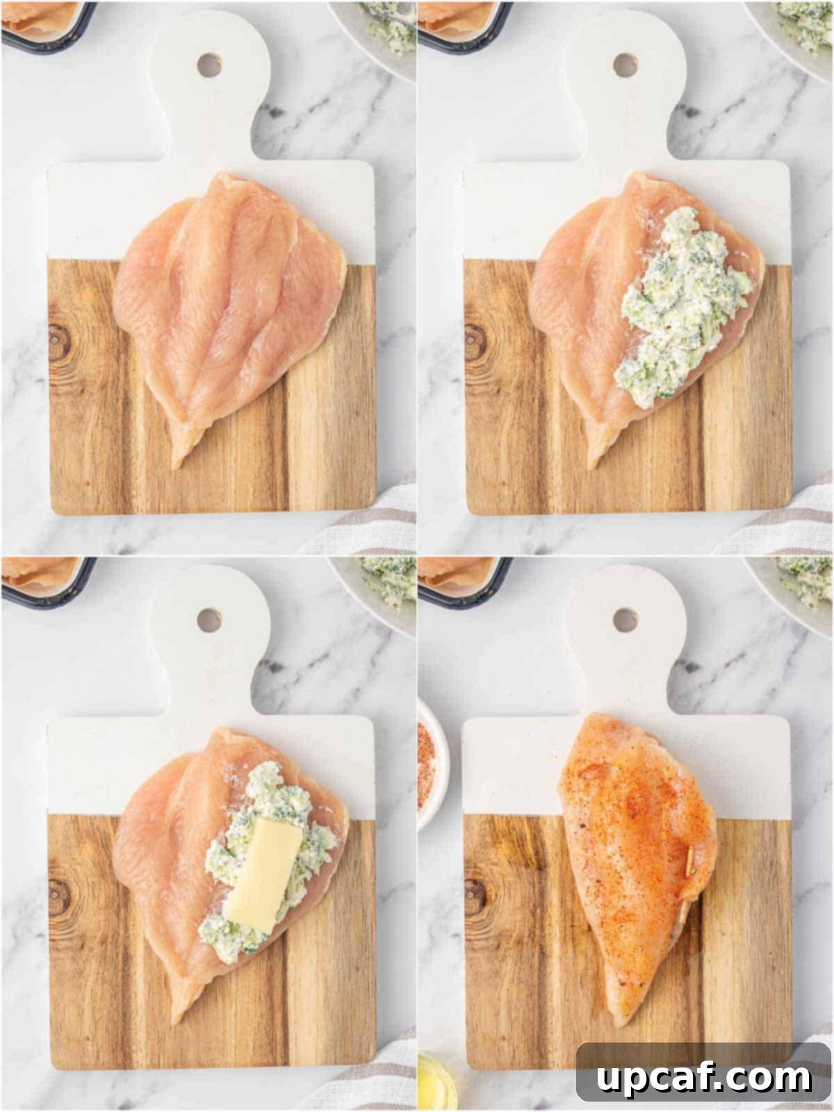 How to butterfly and stuff chicken breast with the broccoli and cheese filling.