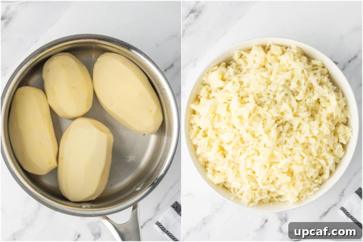 Gooey Crispy Air Fried Tater Tots 4 How to boil and grate potatoes.