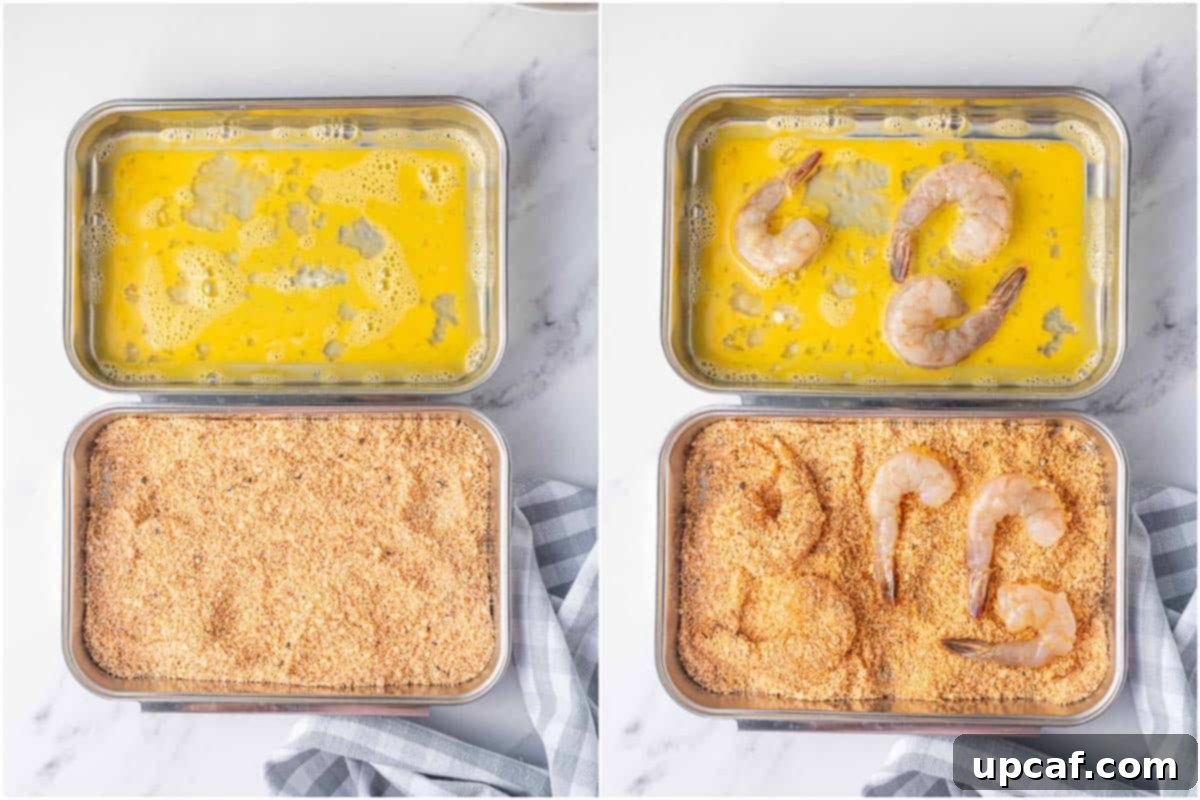 How to dredge shrimp with almond flour breading.