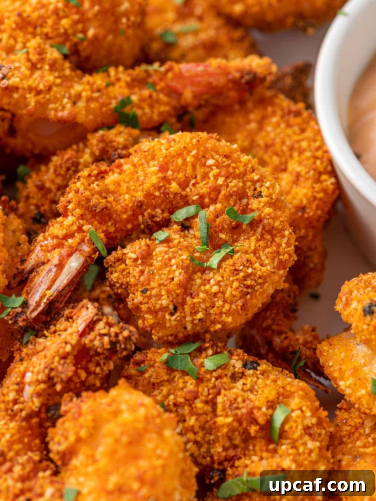 Closeup of keto fried shrimp.