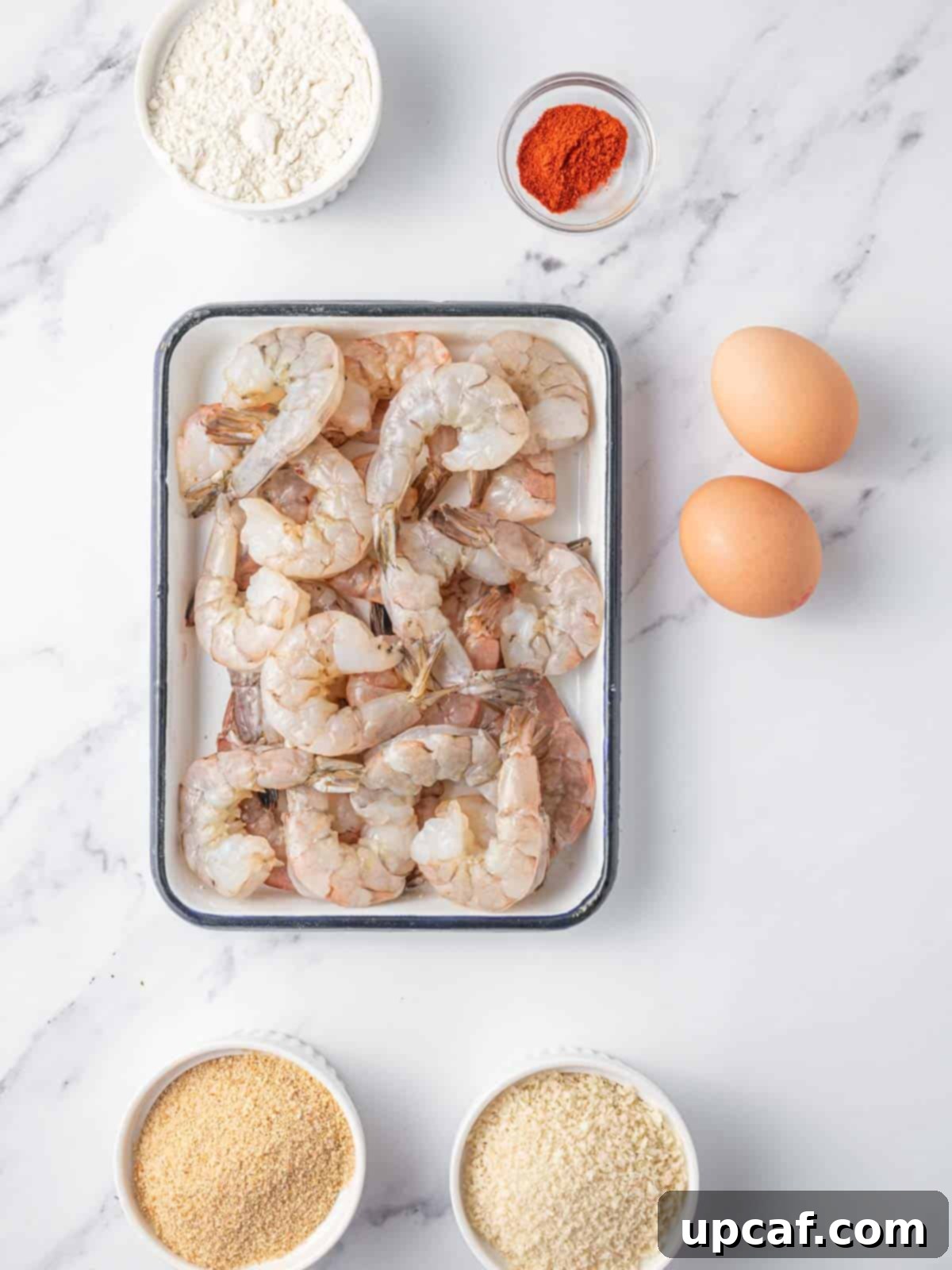 Ingredients needed for butterfly shrimp.