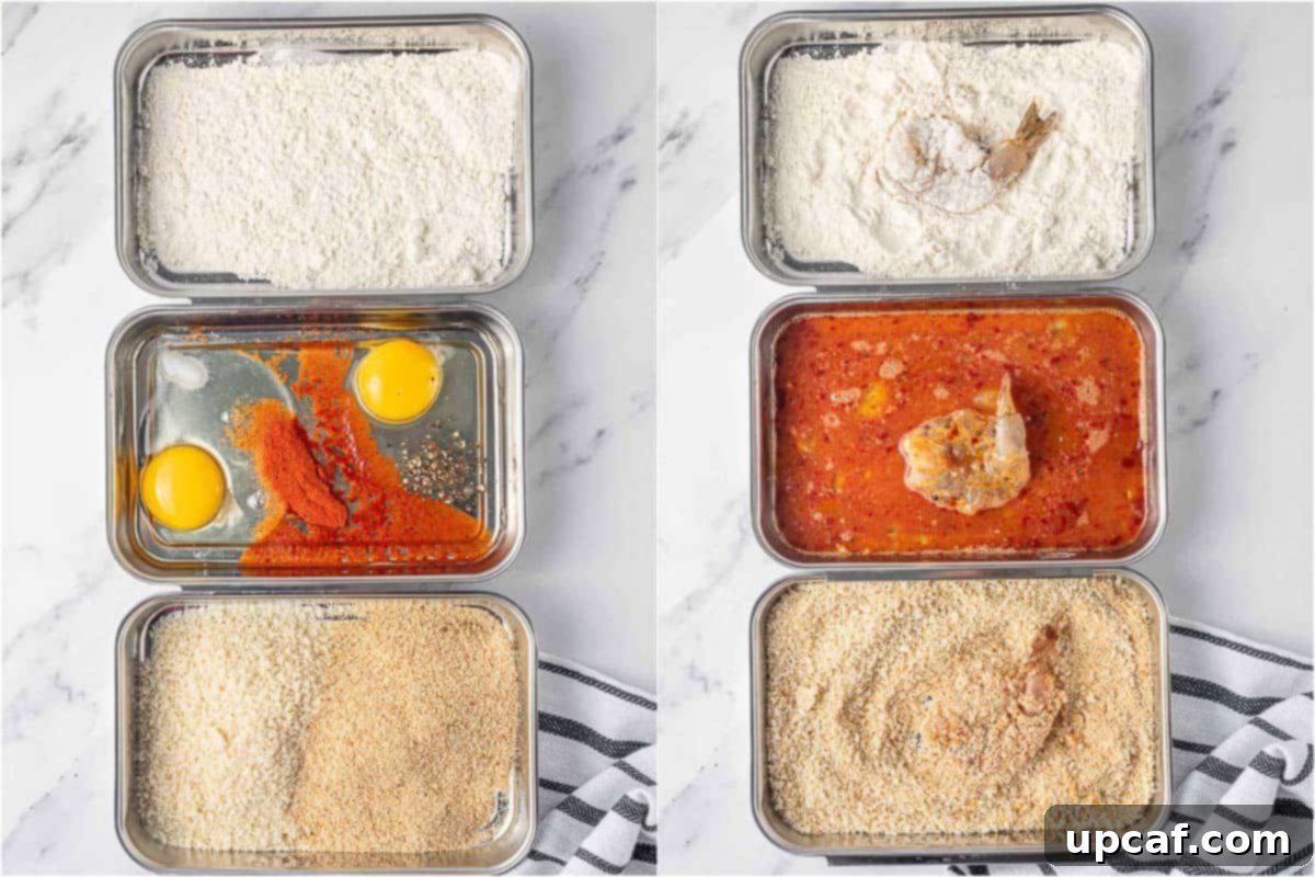 How to bread the butterfly shrimp.