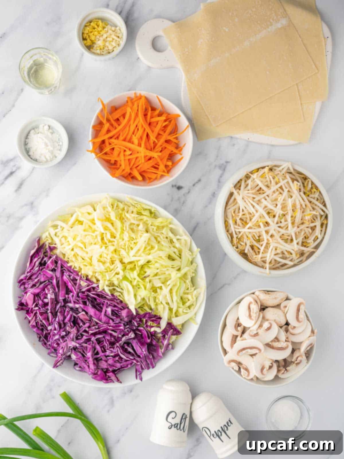 Golden Crispy Air Fryer Spring Rolls 3 Ingredients needed for air fryer spring rolls.