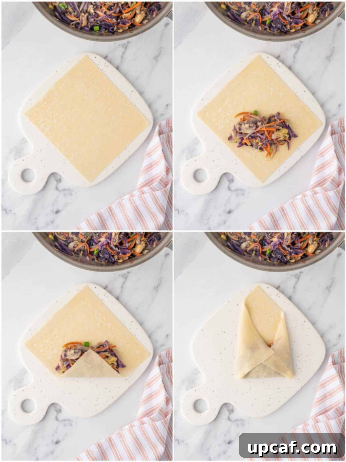 Golden Crispy Air Fryer Spring Rolls 5 How to fill and roll a spring roll.