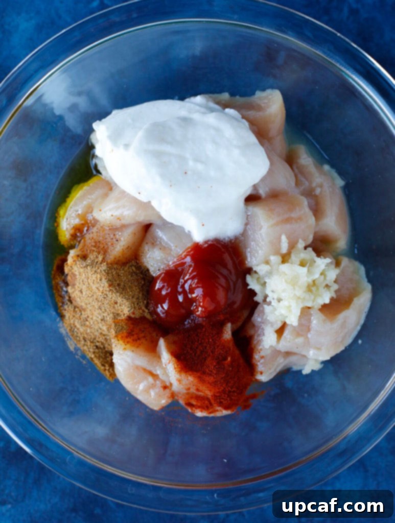 Shish Tawook Shish Tawook chicken marinating