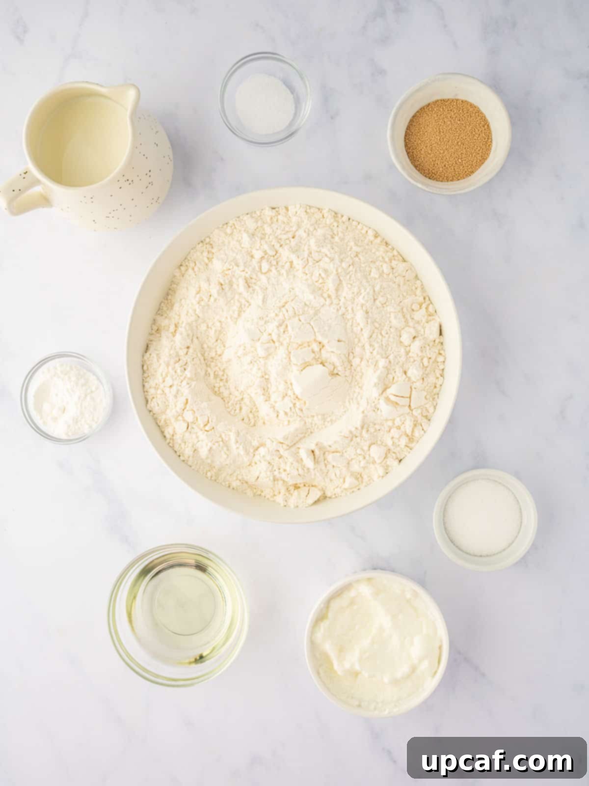 Ingredients needed for homemade pizza crust.