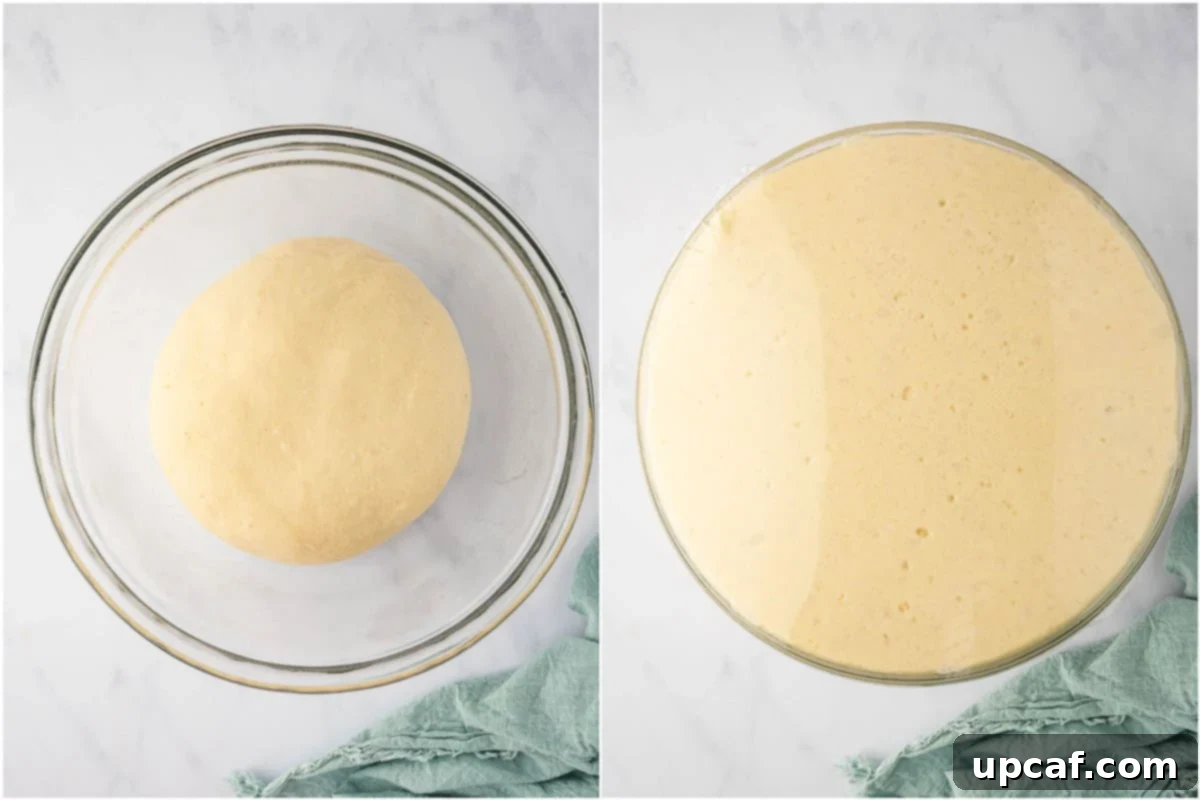 Dough rising in a bowl.