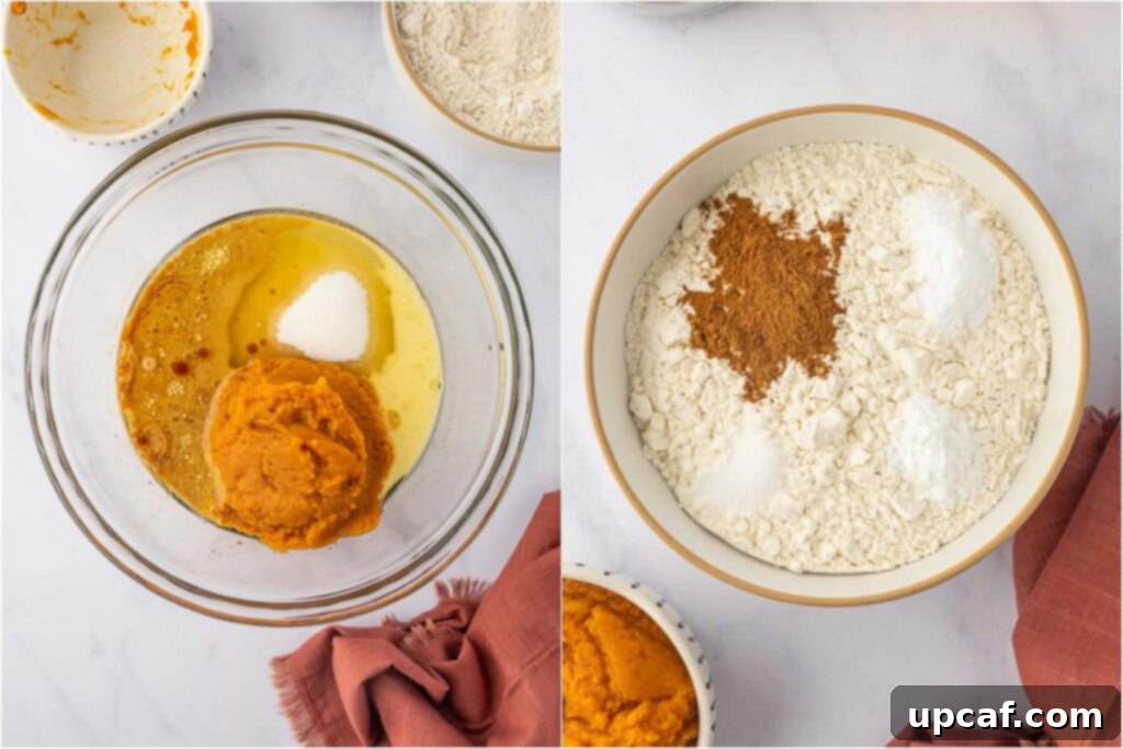 A bowl containing combined dry ingredients for coffee cake.