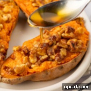 Maple Glazed Sweet Potatoes with Toasted Walnuts 12 A drizzle of maple syrup is added to sweet potatoes.