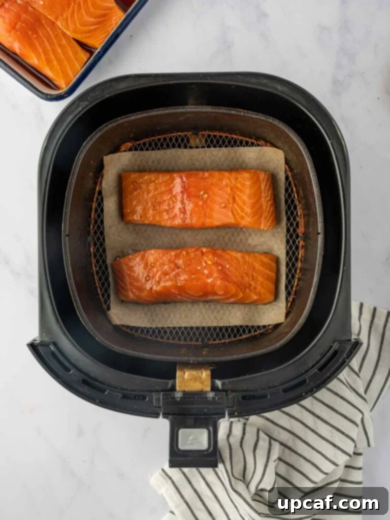 Salmon ready to be air fried.