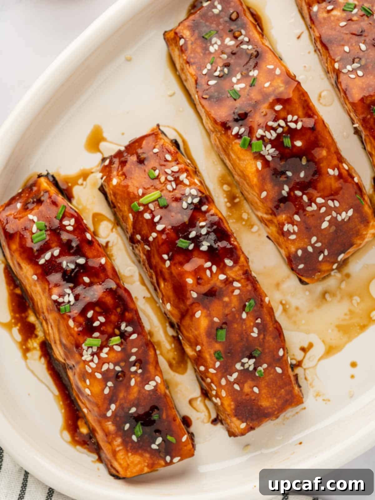 Salmon fillets on a plate.