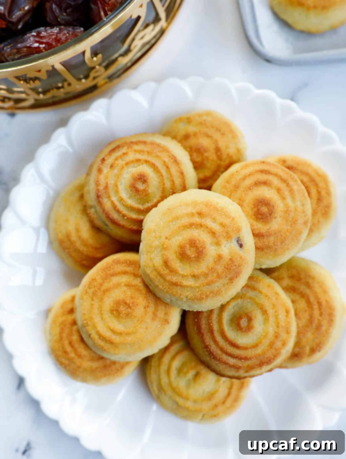 Date filled maamoul cookies on a plate.