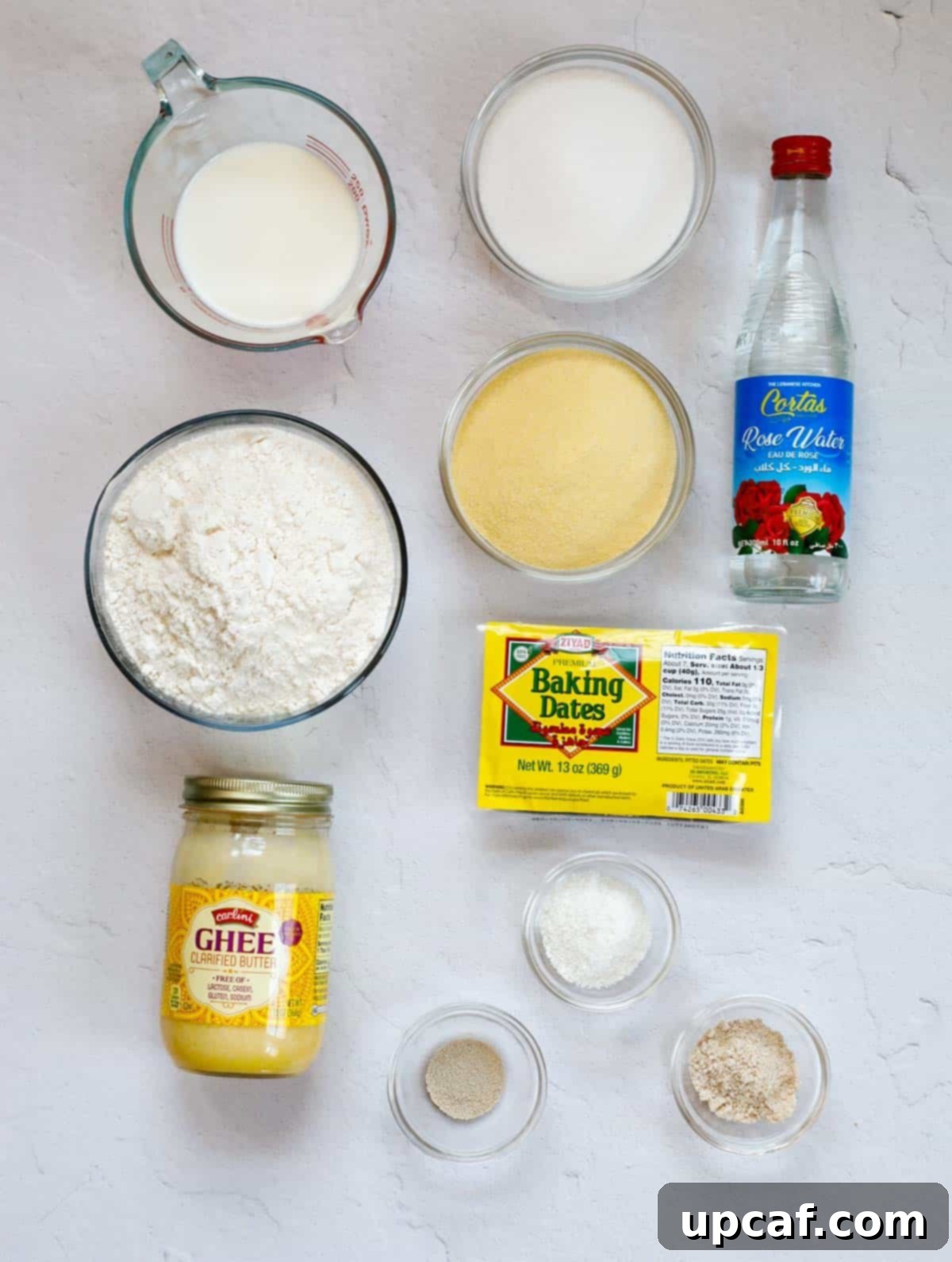 Date filled maamoul ingredients laid out.