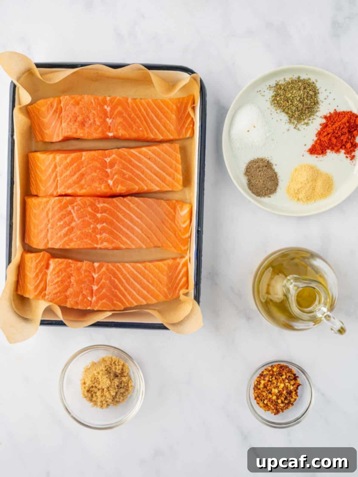 Caramelized Brown Sugar Salmon 3 Ingredients needed for brown sugar baked salmon.