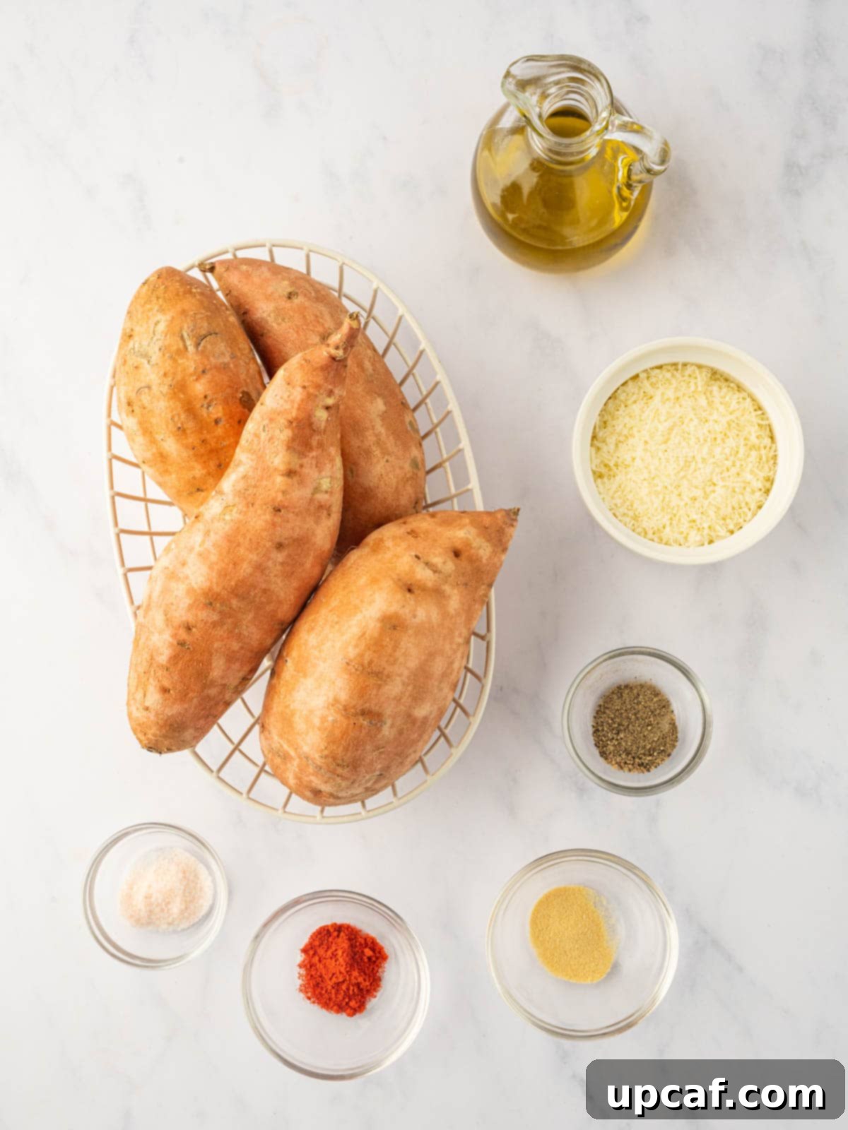 Ingredients needed for sweet potato wedges.