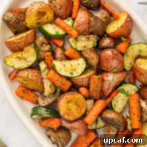 Oven roasted veggies on a platter.