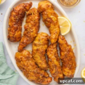 Lemon pepper chicken fingers on a platter.