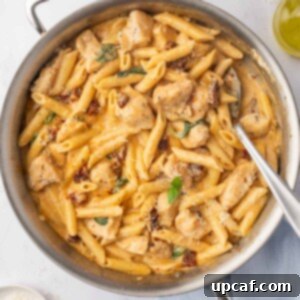 A spoon serves marry me chicken pasta.