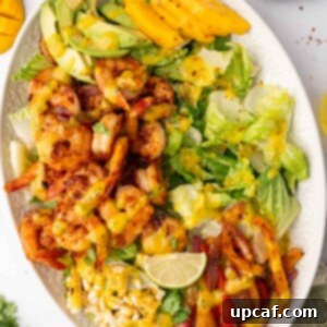 Mango shrimp salad on a platter.