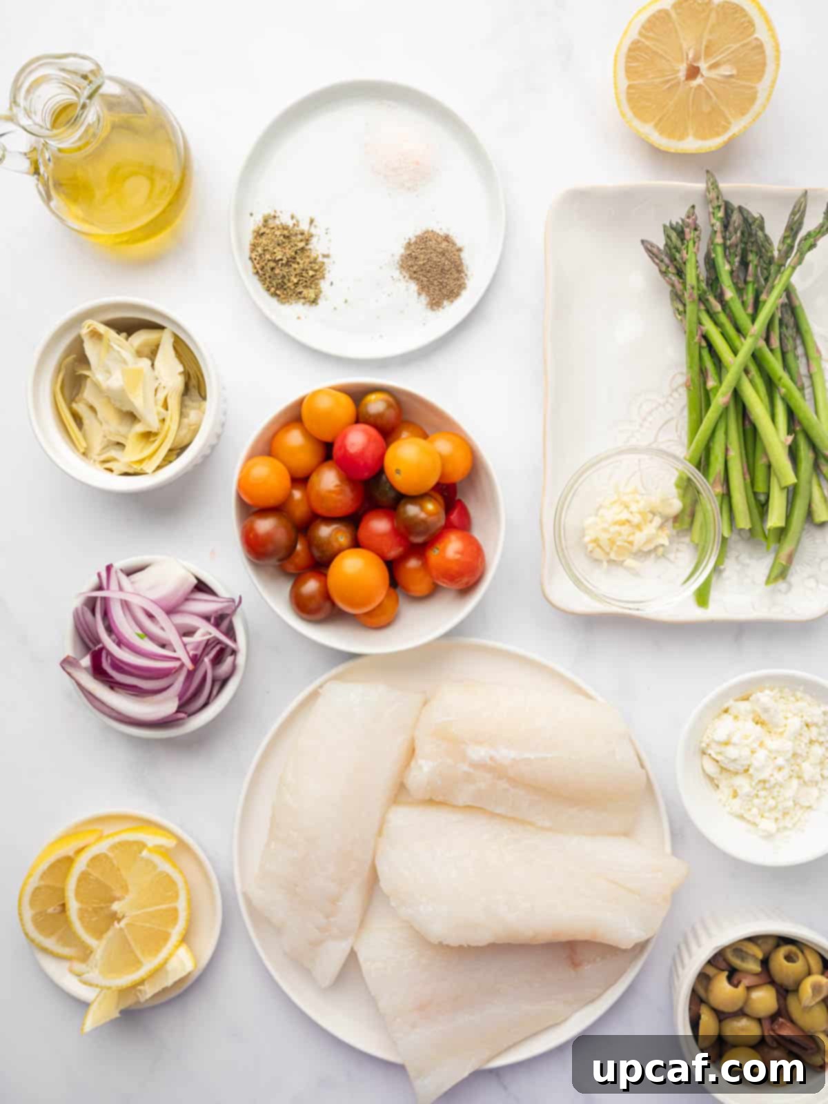 Ingredients needed for Mediterranean cod.