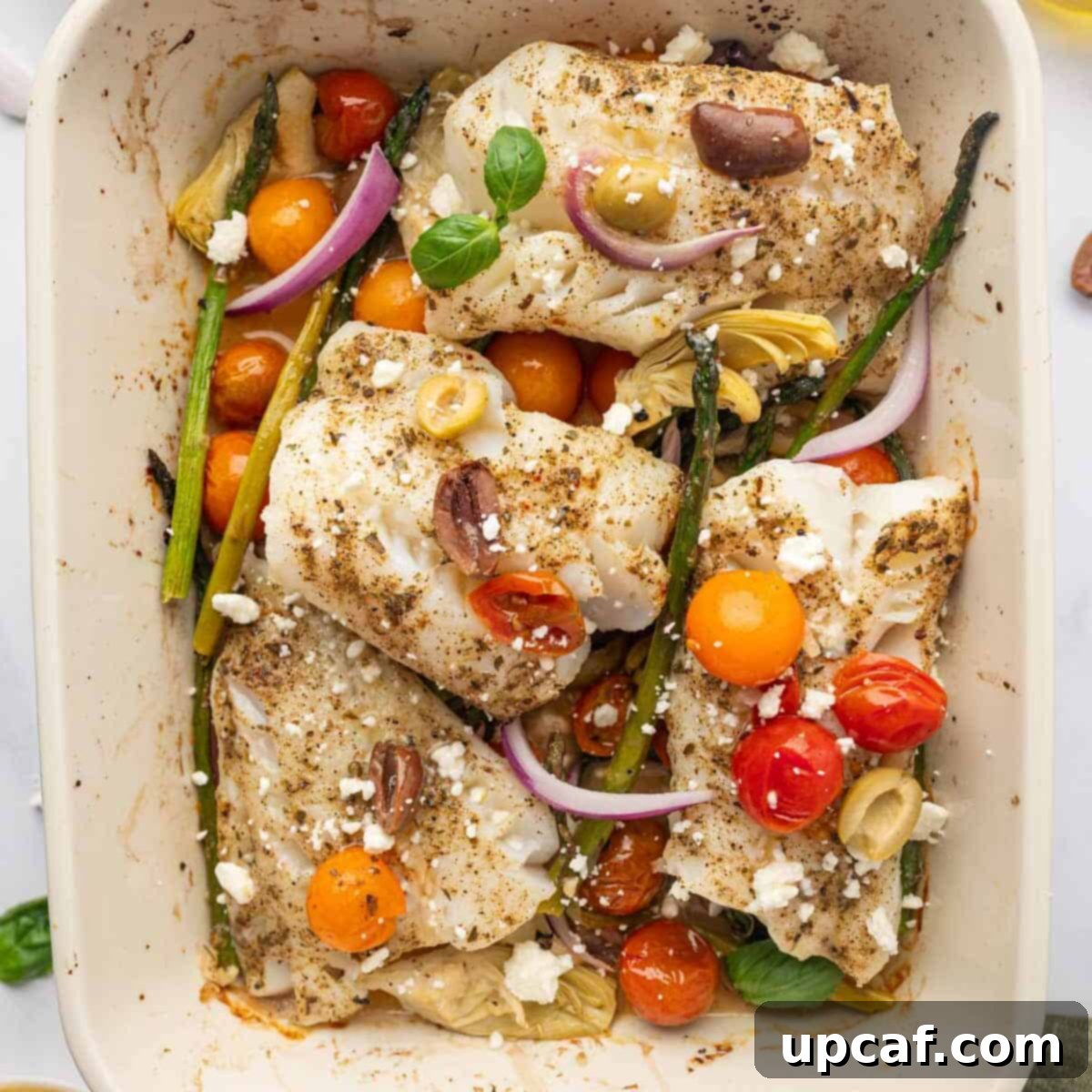Baked Mediterranean cod.