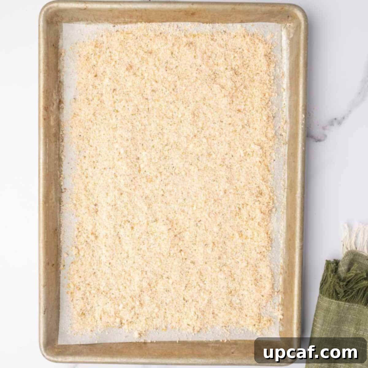 Parmesan layer on a baking sheet.