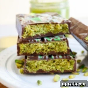 Dubai Chocolate Bar split in half and stacked on top of each other.