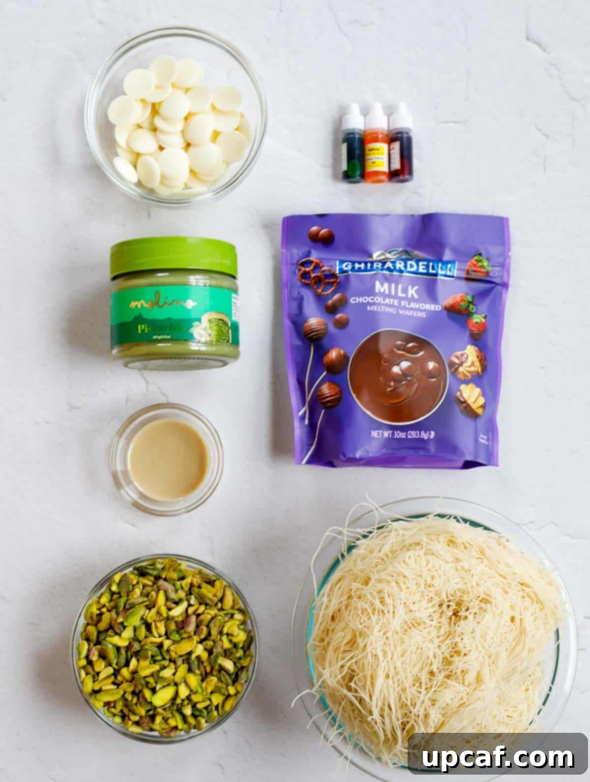 Ingredients for Dubai Chocolate Bar.