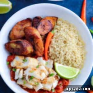 Caribbean Jerk Power Bowl 5 Caribbean Jerk Fish, quinoa, tomato sauce, and fried plantains topped with chilies