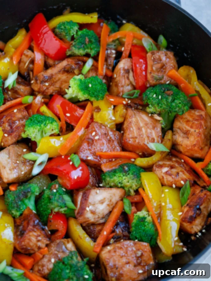 Glazed Teriyaki Salmon Medley 2 Teriyaki Salmon Stir Fry in a large nonstick skillet.