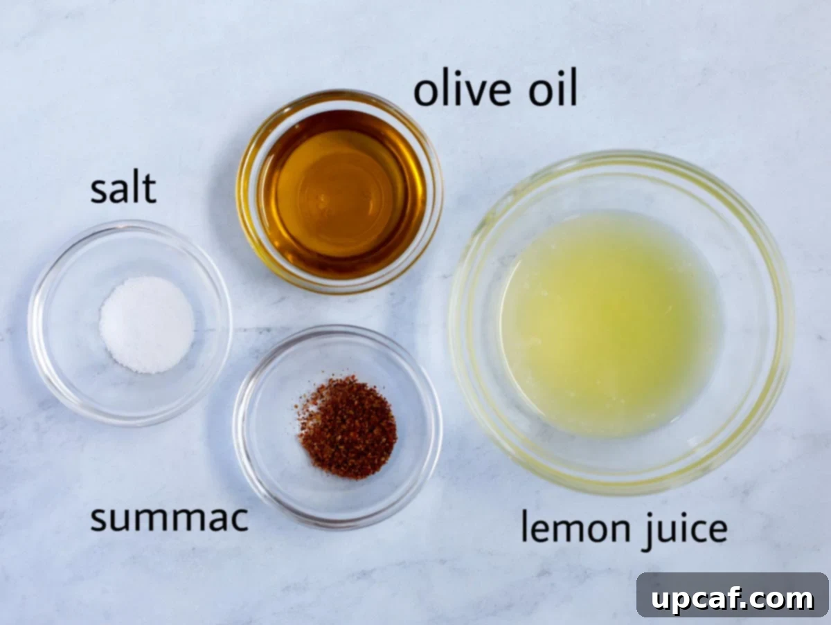 Ingredients to make the fattoush salad dressing.