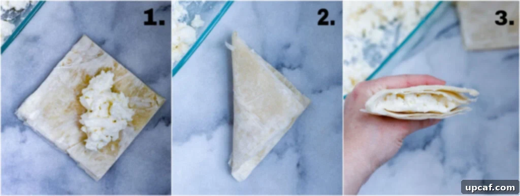 how to wrap the shaabiyat pastery. place ashta in the square phyllo dough