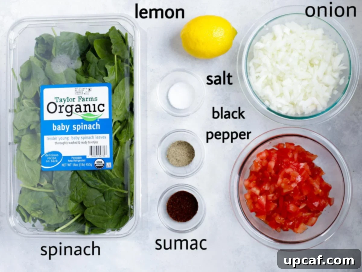 spinach pie filing laid out