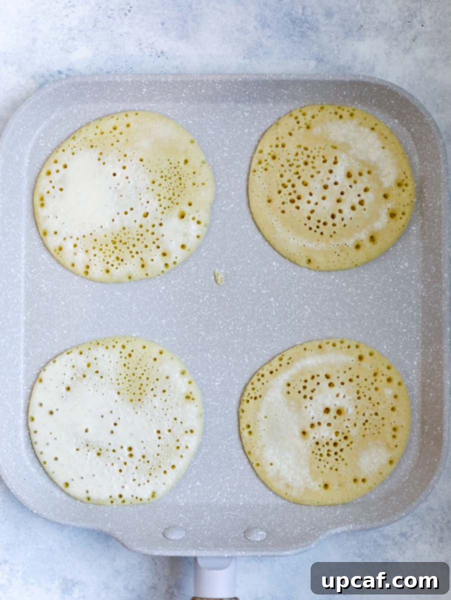 atayef pancakes being cooked