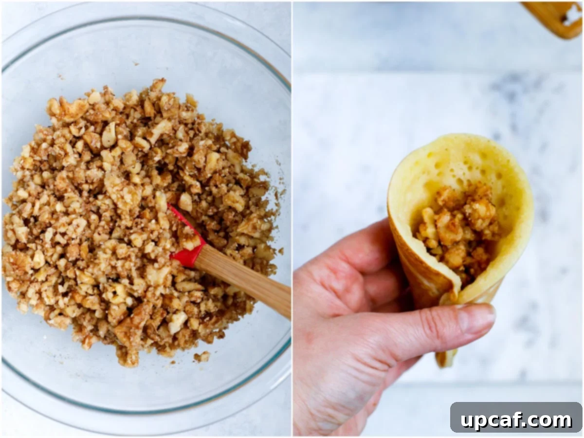 atayef with walnut filling