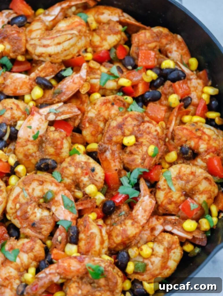 close up photo of the mexican shrimp in a skillet