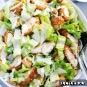 Crispy Chicken Caesar Salad served in a dish