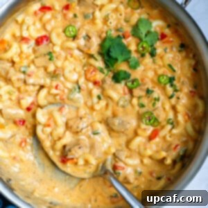 Fajita Fiesta Mac & Cheese 10 Top down shot of the Fajita Chicken Mac and Cheese