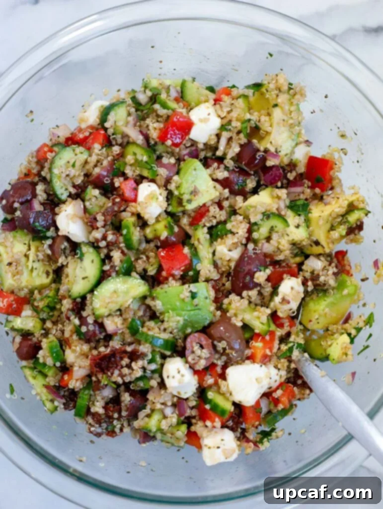 top down shot of Easy Mediterranean Quinoa Salad