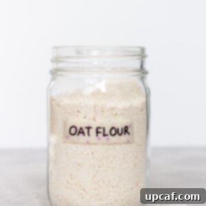 Homemade oat flour ready for use in baking.
