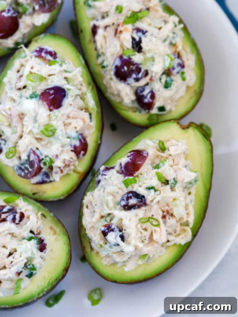 top down shot of Stuffed Avocado on a plate.